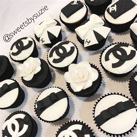 chanel logo cupcakes|Chanel cupcake toppers.